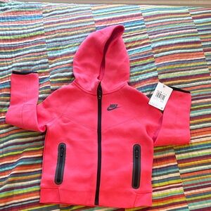 Nike Tech fleece zip up hoodie aster pink Black Accents size 4T new tags